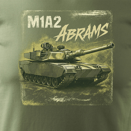 Koszulka męska wojskowa z czołgiem czołg M1A2 Abrams na prezent męska khaki REGULAR