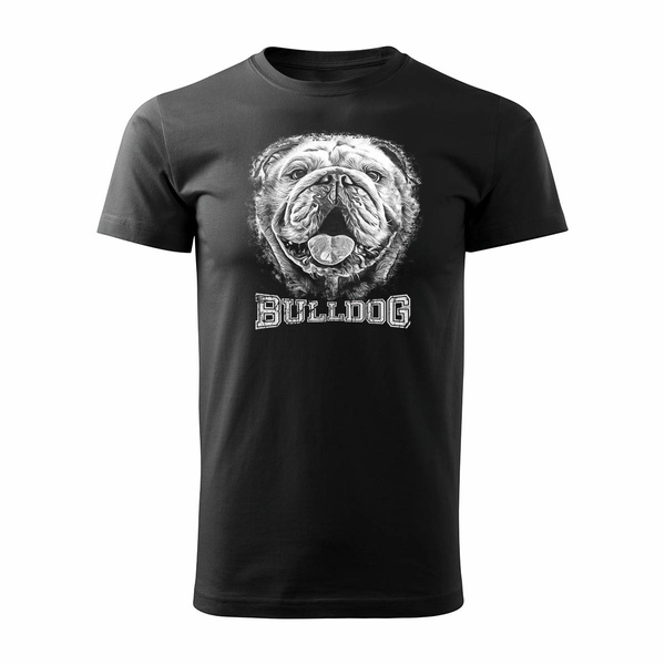 Koszulka z buldogiem angielskim bulldog angielski męska czarna REGULAR