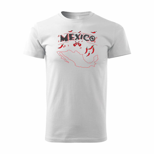 Koszulka meksykańska na prezent Meksyk Mexico pamiątka z Meksyku męska biała REGULAR