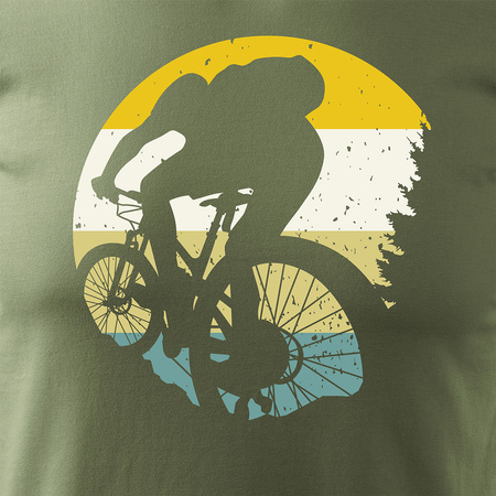 Wyprzedaż - koszulka rowerowa na rower z rowerem górskim MTB Mountain Bike męska khaki REGULAR