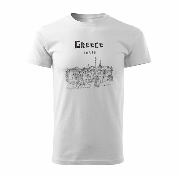 Koszulka Grecja z Grecją Corfu Korfu z Grecji męska biała REGULAR