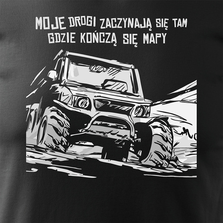 Koszulka rajdowa z jeepem jeep offroad off road off-road 4x4 męska czarna REGULAR