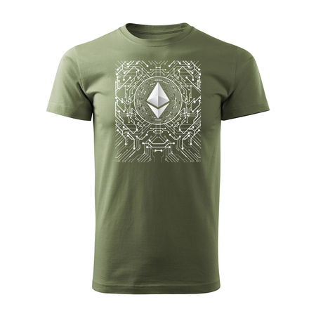 Koszulka ethereum prezent dla inwestora męska khaki REGULAR