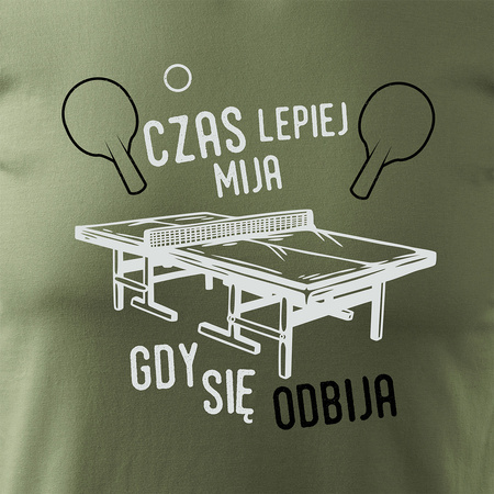 Wyprzedaż - koszulka dla tenisisty do tenisa tenis stołowy ping pong męska khaki REGULAR