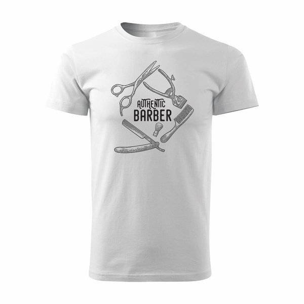 Koszulka dla fryzjera barbera barber fryzjer fryzjerska barberska męska biała REGULAR