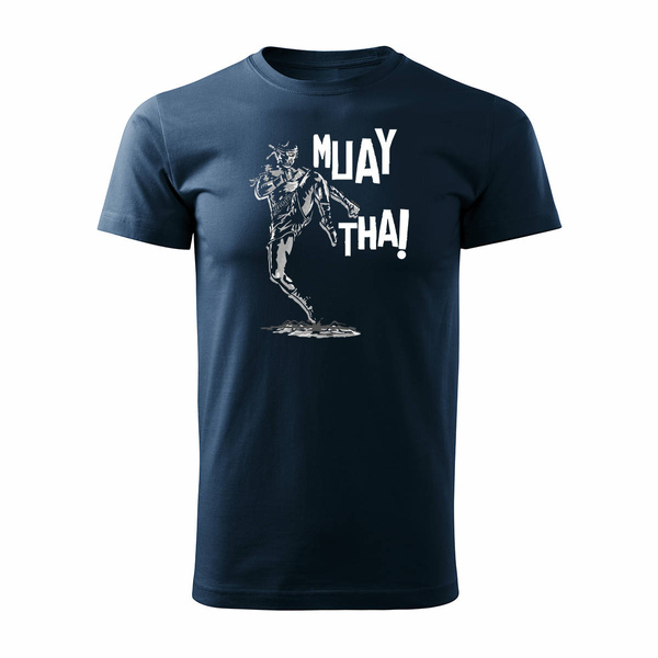 Koszulka muay thai boks tajski bokserska bokser z bokserem męska granatowa REGULAR