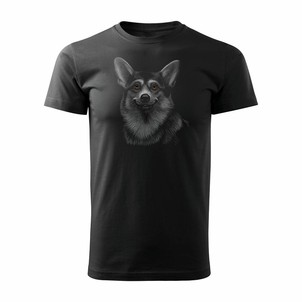 Koszulka z psem Welsh Corgi męska czarna