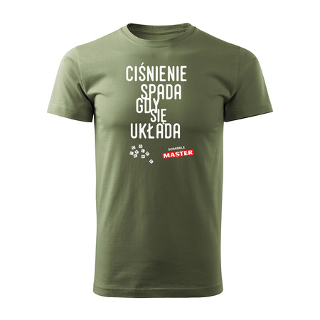 Koszulka ze Scrabble dla miłośnika gry w Scrabble Master prezent męska khaki REGULAR