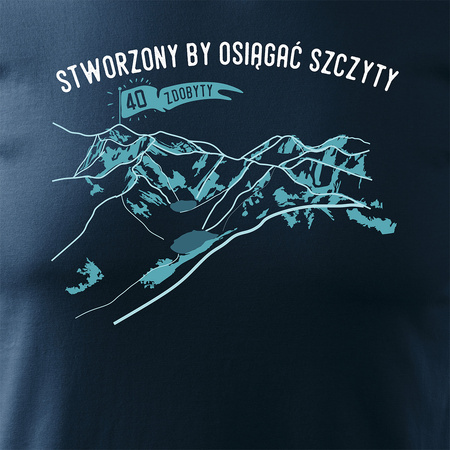 Koszulka personalizowana z wyborem wieku na 40 urodziny urodzinowa z górami w góry z Tatrami Tatry męska granatowa REGULAR