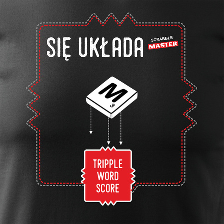 Koszulka ze Scrabble dla miłośnika gry w Scrabble Master prezent męska czarna REGULAR