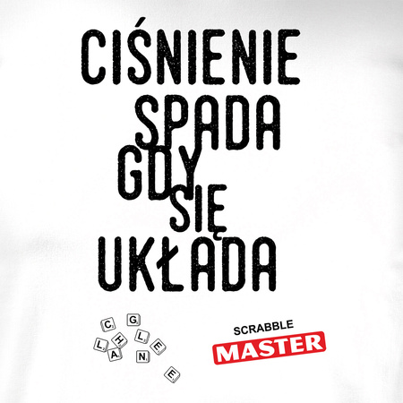 Koszulka ze Scrabble dla miłośnika gry w Scrabble Master prezent męska biała REGULAR