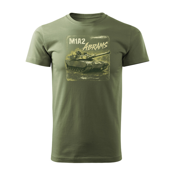 Koszulka męska wojskowa z czołgiem czołg M1A2 Abrams na prezent męska khaki REGULAR