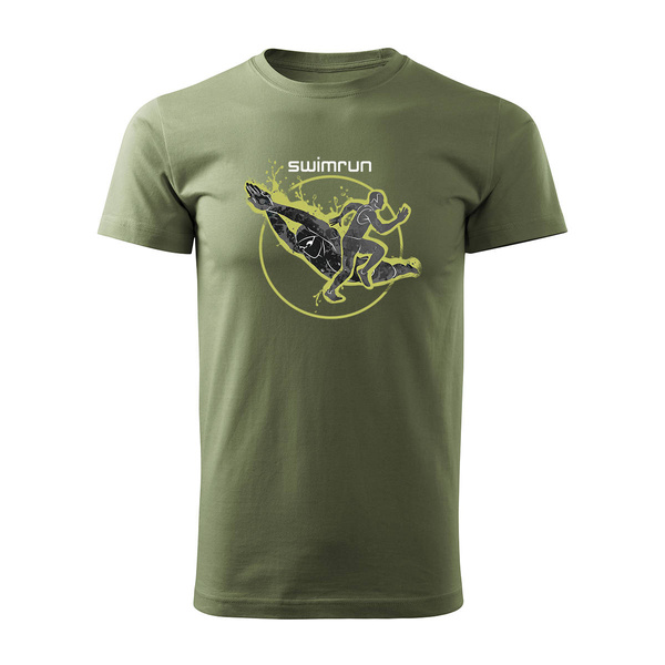 Koszulka swimrun triathlon dla biegacza biegowa pływaka męska khaki REGULAR