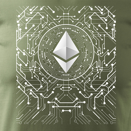 Koszulka ethereum prezent dla inwestora męska khaki REGULAR
