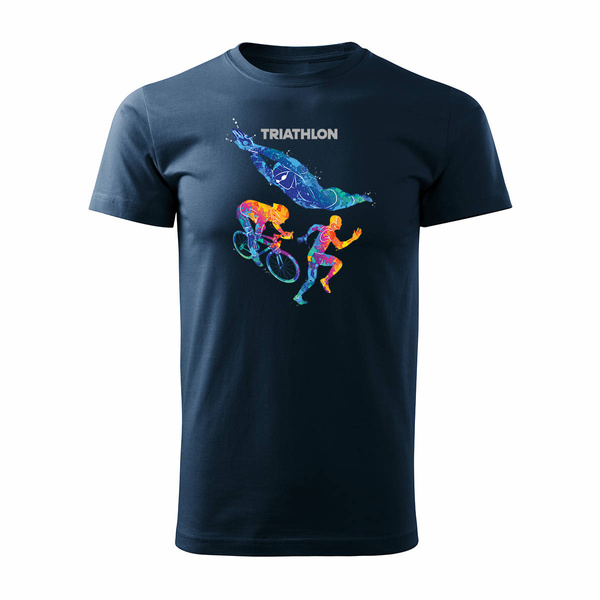 Koszulka triathlon triathlonowa dla biegacza biegowa męska granatowa REGULAR