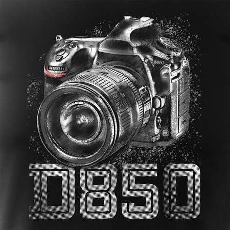 Koszulka dla fotografa z aparatem fotograficznym Nikon D850 męska czarna REGULAR