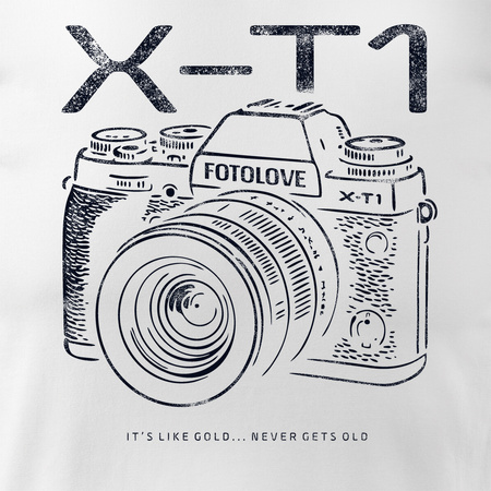 Koszulka dla fotografa z aparatem fotograficznym Fujifilm X-T1 męska biała REGULAR