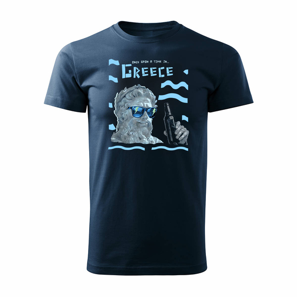 Koszulka Grecja grecka Zeus z Zeusem pamiątka z Grecji męska granatowa REGULAR