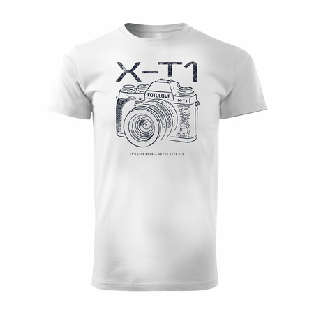 Koszulka dla fotografa z aparatem fotograficznym Fujifilm X-T1 męska biała REGULAR