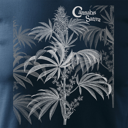 Koszulka cbd thc marihuana trawa z trawą marihuaną męska granatowa REGULAR