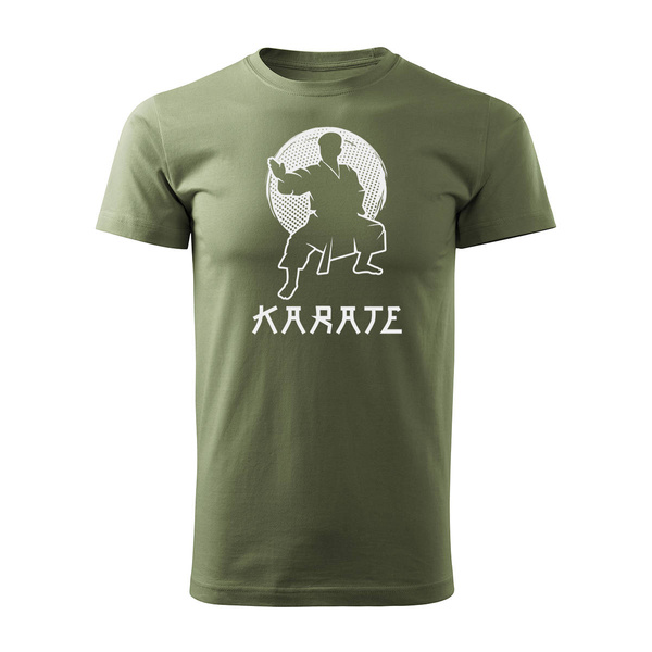 Koszulka karate kyokushin z karateką karateka męska khaki REGULAR