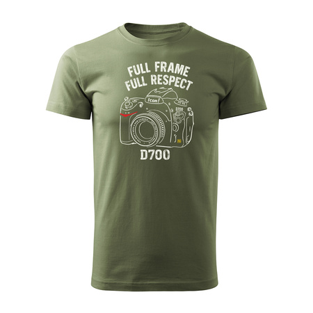 Koszulka dla fotografa z aparatem fotograficznym Nikon D700 męska khaki REGULAR