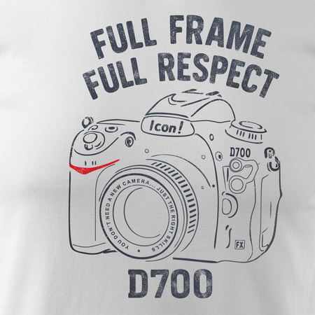 Koszulka dla fotografa z aparatem fotograficznym Nikon D700 męska biała REGULAR