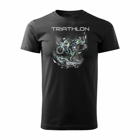 Koszulka triathlon triathlonowa dla biegacza swimrun maraton męska czarna REGULAR