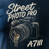 Koszulka dla fotografa z aparatem fotograficznym Sony A7 III męska granatowa REGULAR