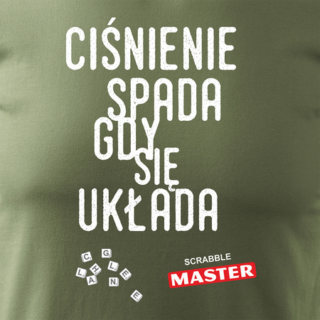 Koszulka ze Scrabble dla miłośnika gry w Scrabble Master prezent męska khaki REGULAR