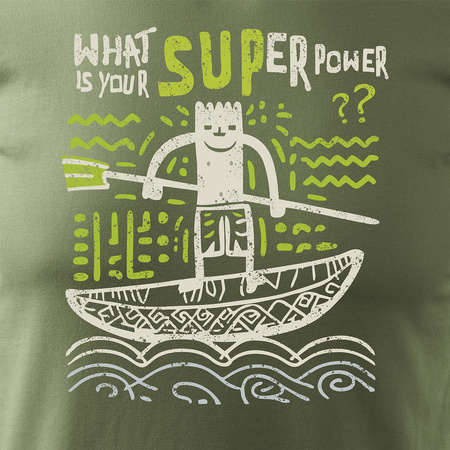 Wyprzedaż - koszulka surfing z deską SUP dla surfera surfingowa stand up paddle męska khaki REGULAR