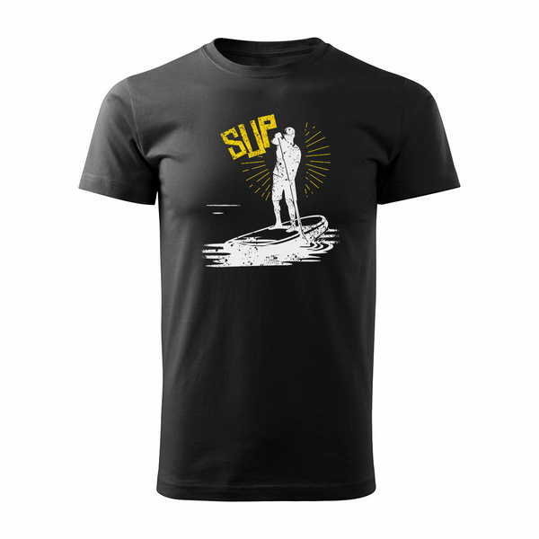 Koszulka surfingowa SUP dla surfera stand up paddle męska czarna REGULAR