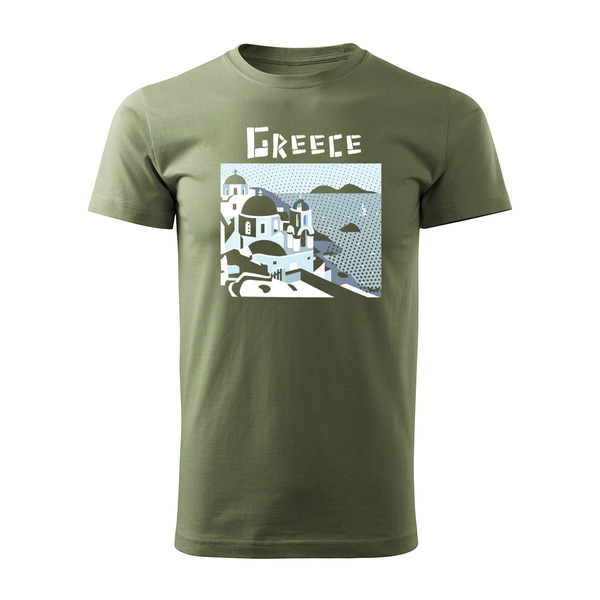 Koszulka Grecja z Grecją pamiątka z Grecji męska khaki REGULAR