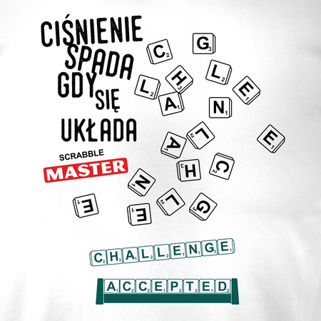 Koszulka ze Scrabble dla miłośnika gry w Scrabble Master prezent męska biała REGULAR