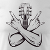 Koszulka rock z gitarą elektryczną gitara rockowa dla gitarzysty biała REGULAR