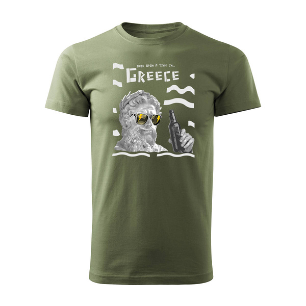 Koszulka Grecja grecka Zeus z Zeusem pamiątka z Grecji męska khaki REGULAR