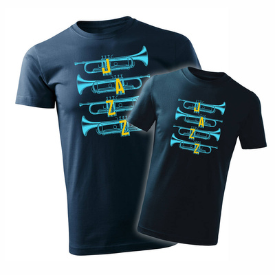 Koszulka zestaw dla taty i syna jazz z trąbką z trąbkami granatowy