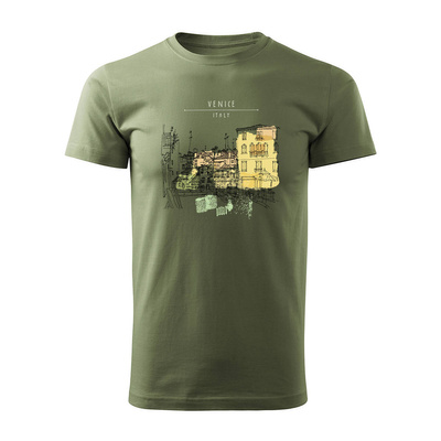 Koszulka Włochy Wenecja pamiątka z Włoch z Włochami włoska męska khaki REGULAR