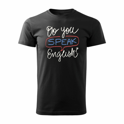 Koszulka do you speak English dla anglisty nauczyciela angielskiego męska czarna REGULAR