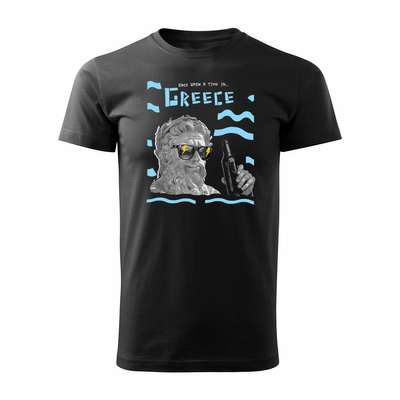 Koszulka Grecja grecka Zeus z Zeusem pamiątka z Grecji męska czarna REGULAR