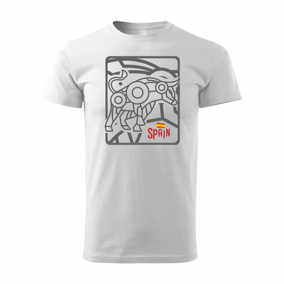 Koszulka z bykiem Hiszpania pamiątka z Hiszpanii męska biała REGULAR