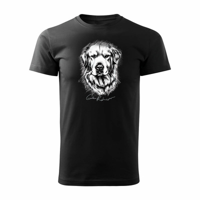 Koszulka z psem Golden Retriever Goldenem Retrieverem męska czarna REGULAR