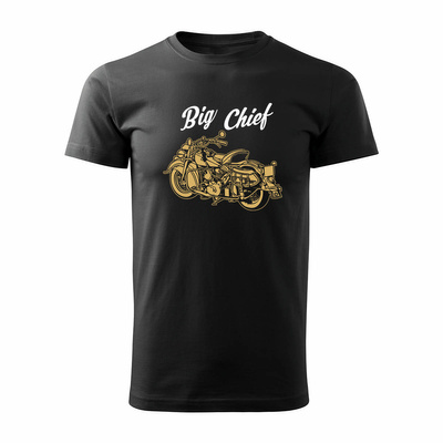 Koszulka motocyklowa dla motocyklisty Indian Big Chief męska czarna REGULAR