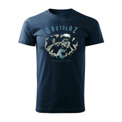 Koszulka z grotołazem dla grotołaza grotołaz grota speleolog speleologa męska granatowa REGULAR