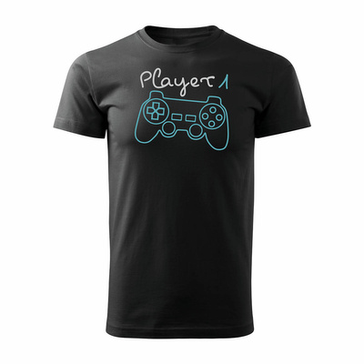 Koszulka z padem dla gracza gamer gamerska pad ps4 player 1 męska męska czarna