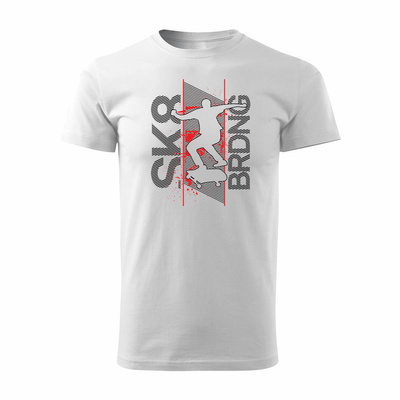Koszulka skate z deskorolką deskorolka skateboard męska biała REGULAR