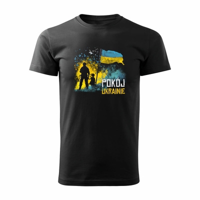 Koszulka koszulki Ukraina flaga Ukrainy wolność pokój  męska czarna REGULAR