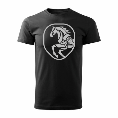 Koszulka koń jeździecka z koniem dla dżokeja męska czarna REGULAR