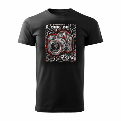 Koszulka dla fotografa z aparatem fotograficznym Canon 5D MK IV męska czarna REGULAR