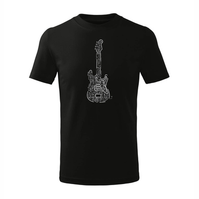 Koszulka rock z gitarą elektryczną gitara rockowa dziecięca czarna